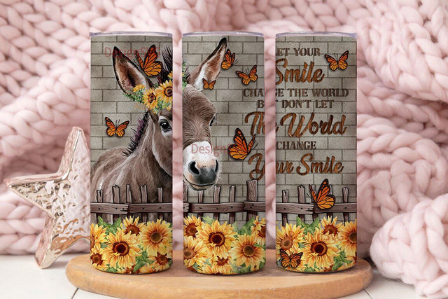 Donkey Coffee Tumbler Travel Mug With Lid Funny Birthday Gifts For Girls Women Teens Animal Lovers Floral Sublimation DesignSVG 