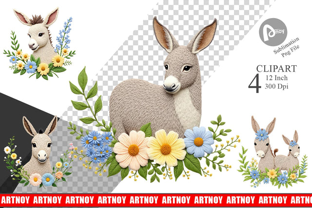 Donkey Embroidery Clipart Sublimation artnoy 