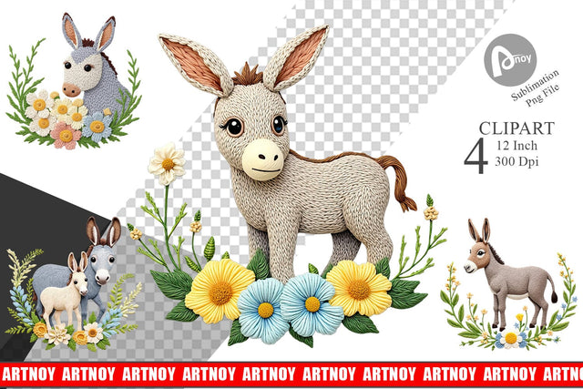 Donkey Embroidery Clipart Sublimation artnoy 