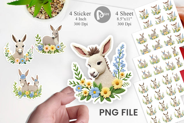Donkey Embroidery Sticker Sublimation artnoy 