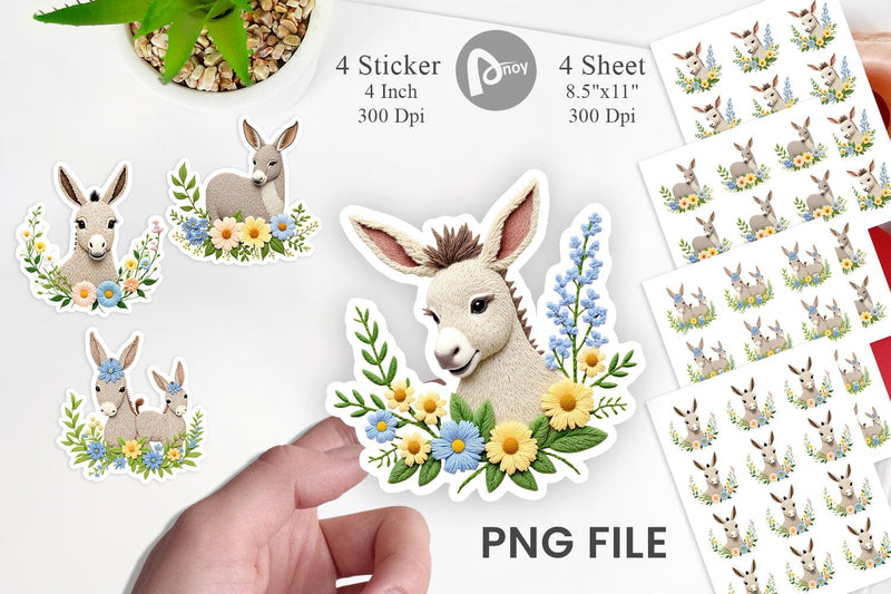 Donkey Embroidery Sticker Sublimation artnoy 