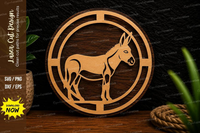 Donkey Round Frame Laser Cut Svg Design SVG Regulrcrative 