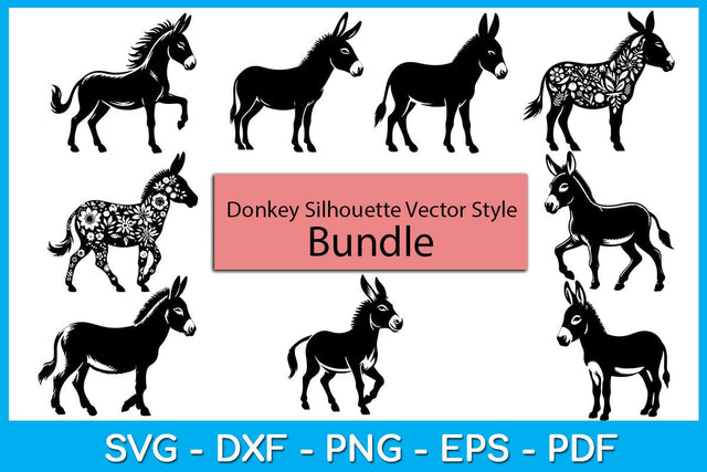 Donkey Silhouette Vector Style Cutting File SVG Creativedesigntee 