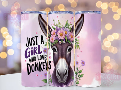 Donkey Tumbler Wrap, Just A Girl Who Loves Donkeys, 20oz Sublimation, Cute Donkey Design, Animal Lover Tumbler, Fun Drinkware, Donkey Lover Gift Sublimation SvggirlplusArt 