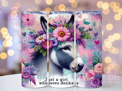 Donkey Tumbler Wrap, Just A Girl Who Loves Donkeys, 20oz Sublimation, Cute Donkey Design, Animal Lover Tumbler, Fun Drinkware, Donkey Lover Gift Sublimation SvggirlplusArt 
