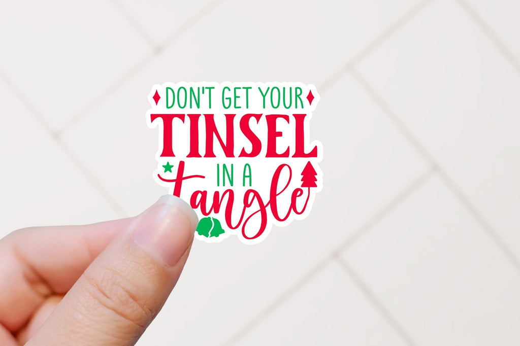 Don't Get Your Tinsel in a Tangle, Funny Christmas Stickers - So Fontsy