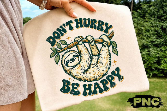 Dont Hurry Be Happy Sloth Retro PNG SVG DesignDestine 