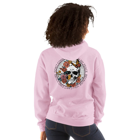 Don't Mess With My Peace | Edgy Skull Halloween Hoodie Physical Crafting After Dark Light Pink S 