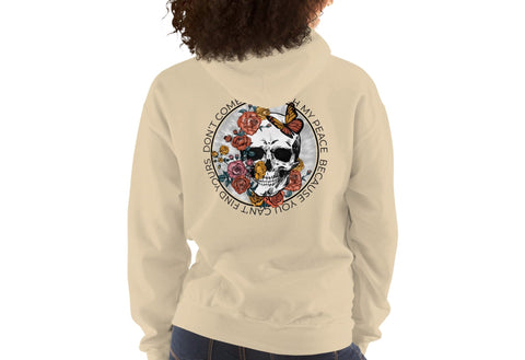 Don't Mess With My Peace | Edgy Skull Halloween Hoodie Physical Crafting After Dark Sand S 