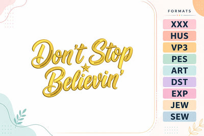Don't Stop Believin' Gold Star Christmas Embroidery Design Embroidery/Applique DESIGNS sg embroidery 
