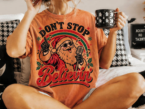 Don't Stop Believin' Santa Christmas PNG SVG DesignDestine 