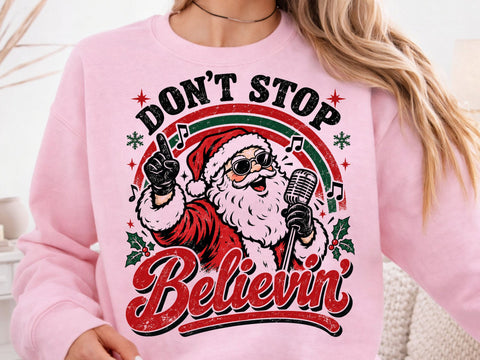 Don't Stop Believin' Santa Christmas PNG SVG DesignDestine 