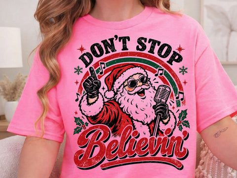 Don't Stop Believin' Santa Christmas PNG SVG DesignDestine 
