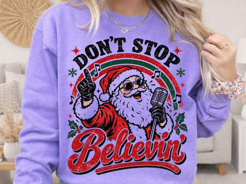 Don't Stop Believin' Santa Christmas PNG SVG DesignDestine 