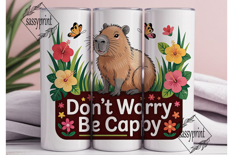 Don't Worry Be Cappy 20oz Tumbler Wrap Sublimation sassyprint 