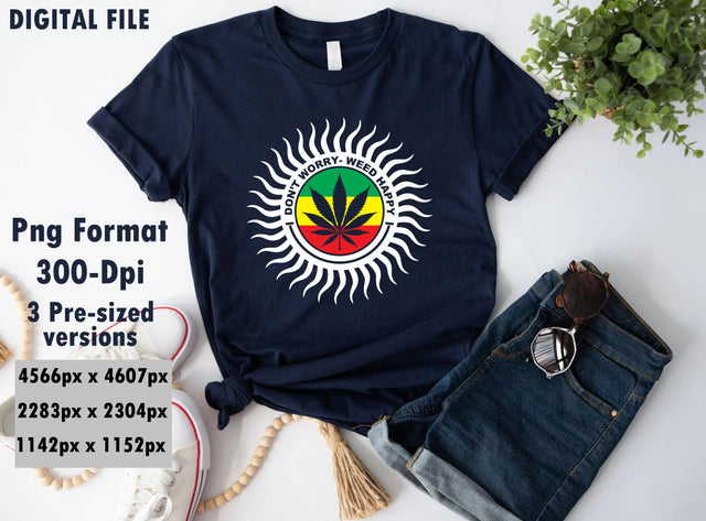 Don't Worry - Happy Cannabis Leaf Sublimation Sublimation Karma Genie Graphics 