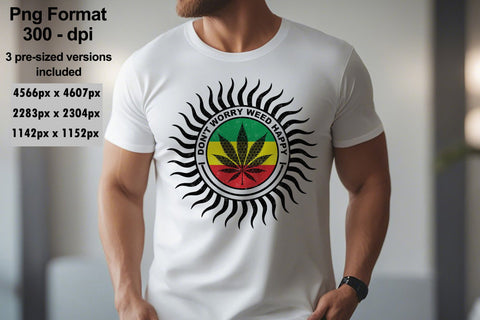 Don't Worry - Happy Cannabis Leaf Sublimation Sublimation Karma Genie Graphics 
