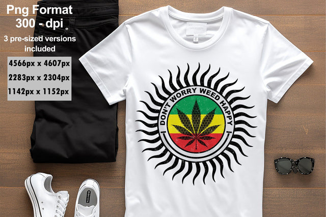Don't Worry - Happy Cannabis Leaf Sublimation Sublimation Karma Genie Graphics 