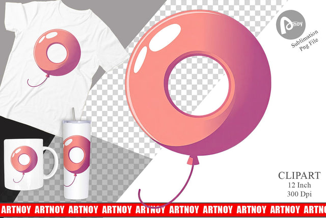 Donut Balloon Clipart Sublimation artnoy 