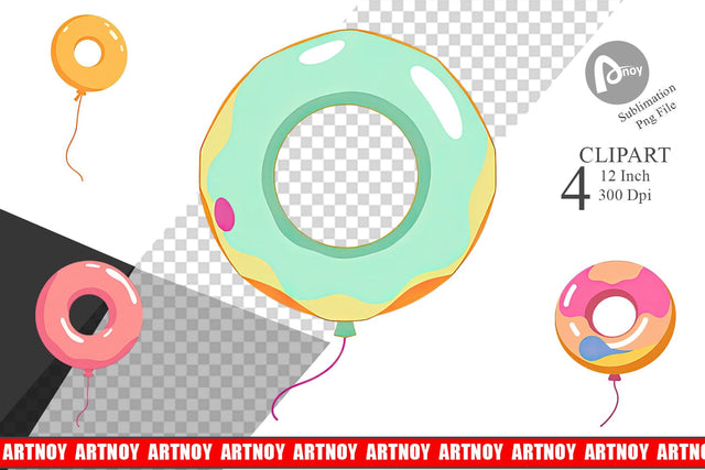 Donut Balloon Clipart Sublimation artnoy 