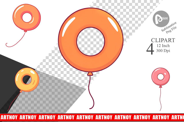 Donut Balloon Clipart Sublimation artnoy 