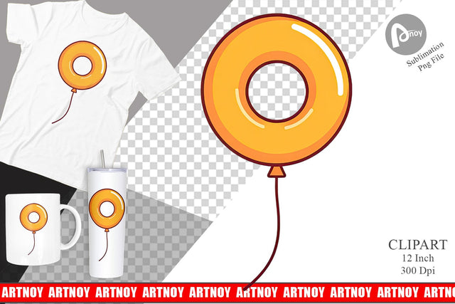 Donut Balloon Clipart Sublimation artnoy 