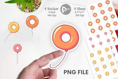 Donut Balloon Sticker Sublimation artnoy 