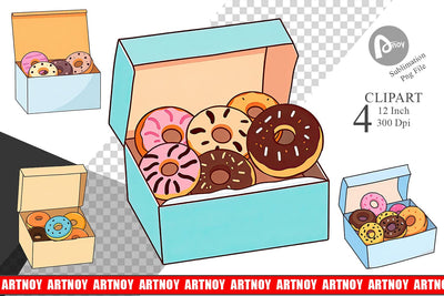 Donut Box Clipart Sublimation artnoy 