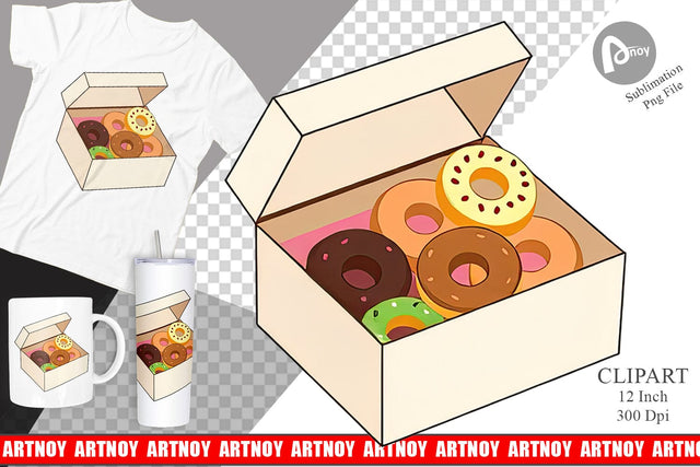 Donut Box Clipart Sublimation artnoy 