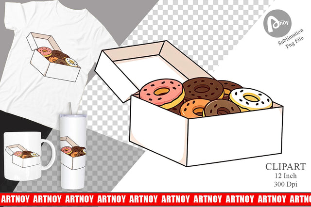 Donut Box Clipart Sublimation artnoy 