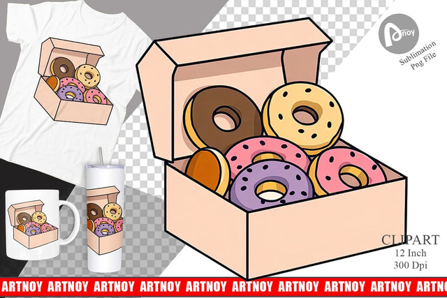 Donut Box Clipart Sublimation artnoy 