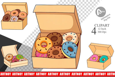 Donut Box Clipart Sublimation artnoy 