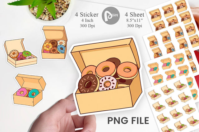 Donut Box Sticker Sublimation artnoy 