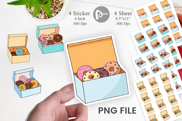 Donut Box Sticker Sublimation artnoy 