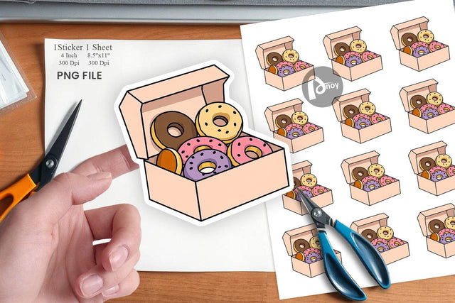 Donut Box Sticker Sublimation artnoy 