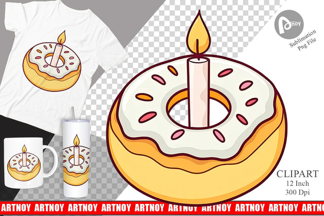 Donut Candle Clipart Sublimation artnoy 