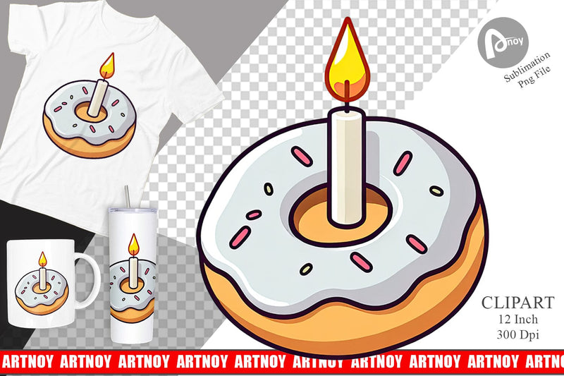 Donut Candle Clipart Sublimation artnoy 