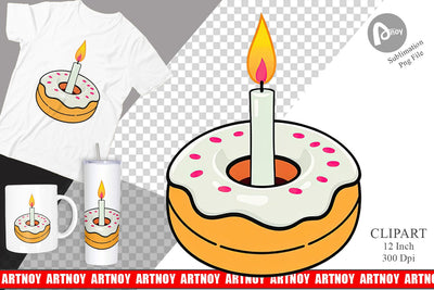 Donut Candle Clipart Sublimation artnoy 