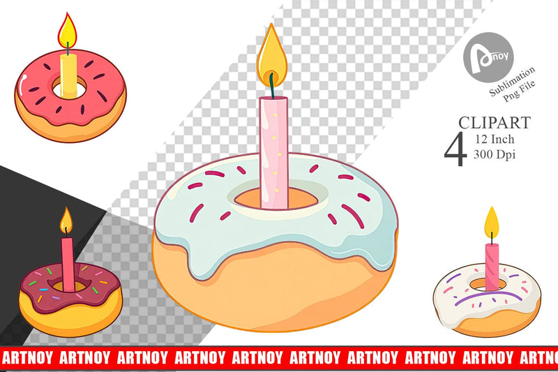 Donut Candle Clipart Sublimation artnoy 