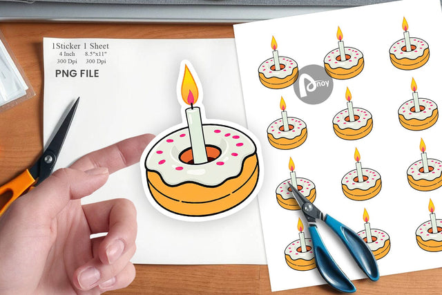 Donut Candle Sticker Sublimation artnoy 