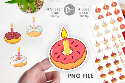 Donut Candle Sticker Sublimation artnoy 