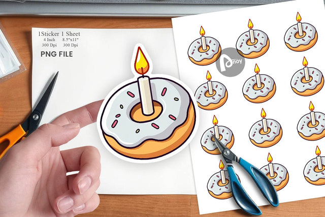 Donut Candle Sticker Sublimation artnoy 