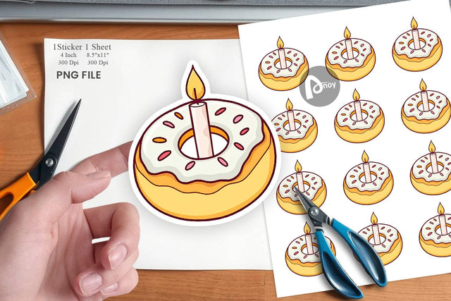 Donut Candle Sticker Sublimation artnoy 