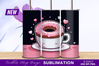Donut glazed kawaii in tumbler png Sublimation Regulrcrative 