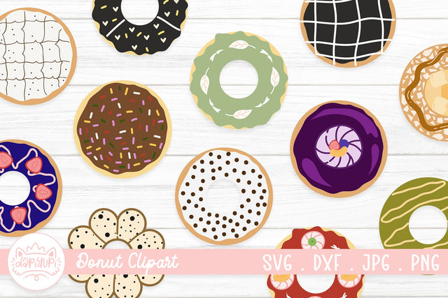 Donut Hand-Drawn Clipart Bundle SVG dapiyupi store 