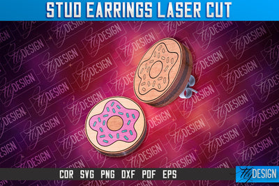 Donut Stud Earrings Laser Cut | Accessories Laser Cut SVG Design | CNC Files SVG Fly Design 