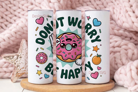 Donut Worry Be Happy 20oz Tumbler Sublimation DesignSVG 