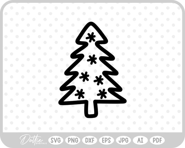Doodle Christmas Tree SVG DottieDigitals 