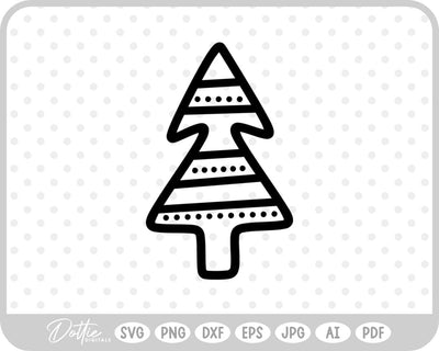 Doodle Christmas Tree SVG DottieDigitals 