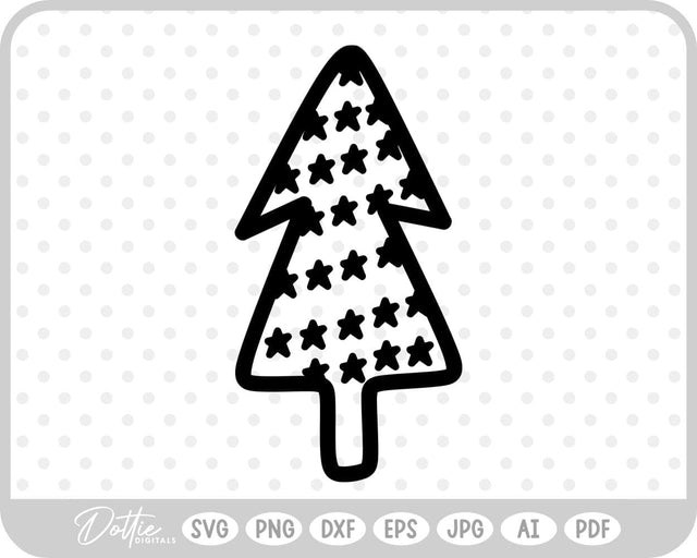 Doodle Christmas Tree SVG DottieDigitals 